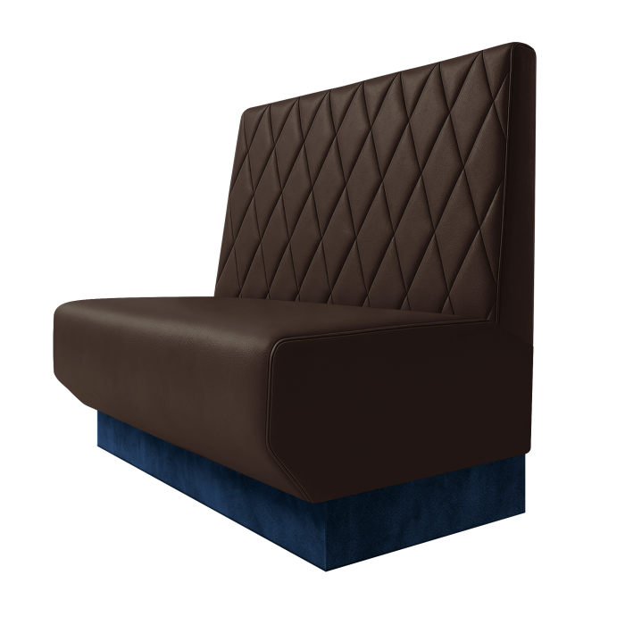 Wagner | Gastrobank | B:H 100 x 100 cm | Braun | Raute | Leder | Fußleiste Blau