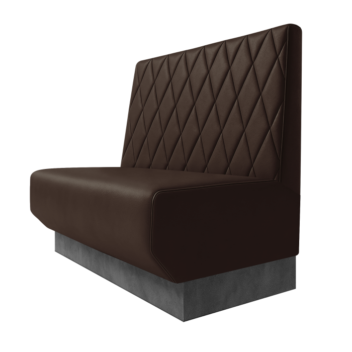 Wagner | Gastrobank | B:H 100 x 100 cm | Braun | Raute | Leder | Fußleiste Grau