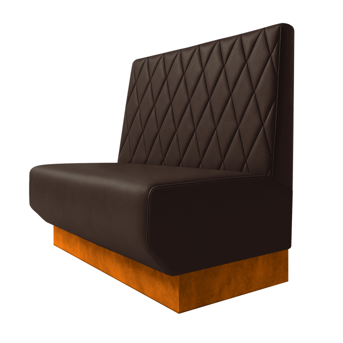 Wagner | Gastrobank | B:H 100 x 100 cm | Braun | Raute | Leder | Fußleiste Orange
