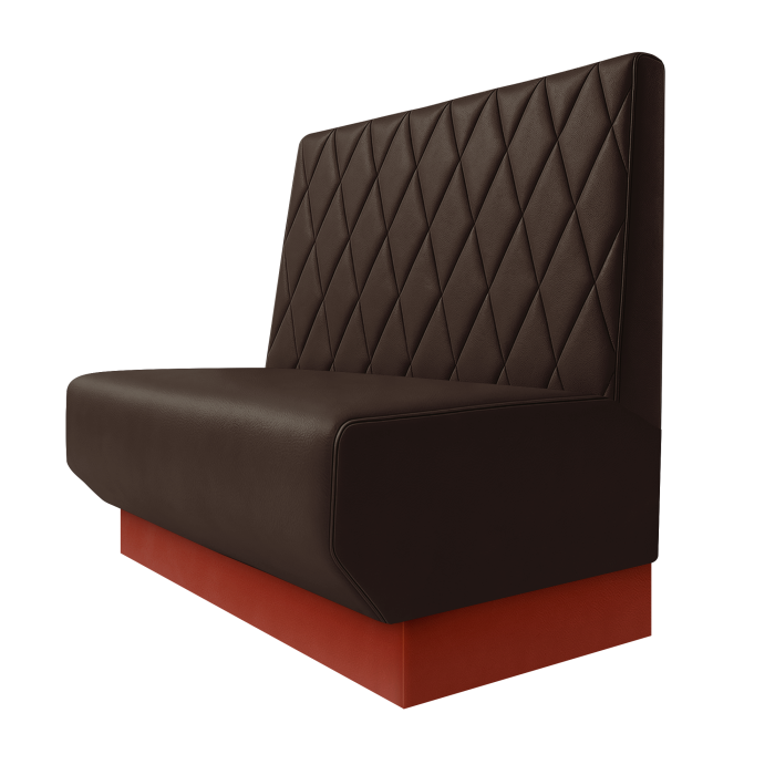 Wagner | Gastrobank | B:H 100 x 100 cm | Braun | Raute | Leder | Fußleiste Rot