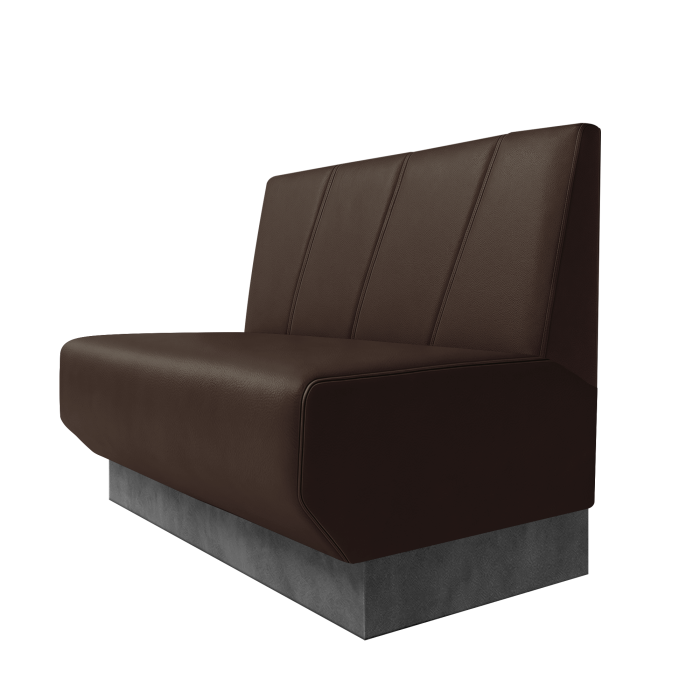Wagner | Gastrobank | B:H 100 x 100 cm | Braun | Schräg Gestreift | Leder | Fußleiste Grau