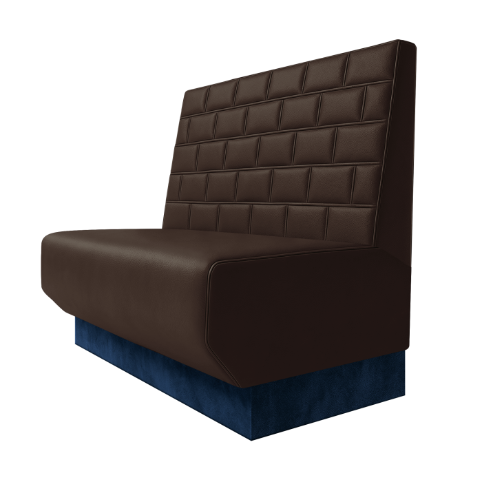Wagner | Gastrobank | B:H 100 x 100 cm | Braun | Stein | Leder | Fußleiste Blau