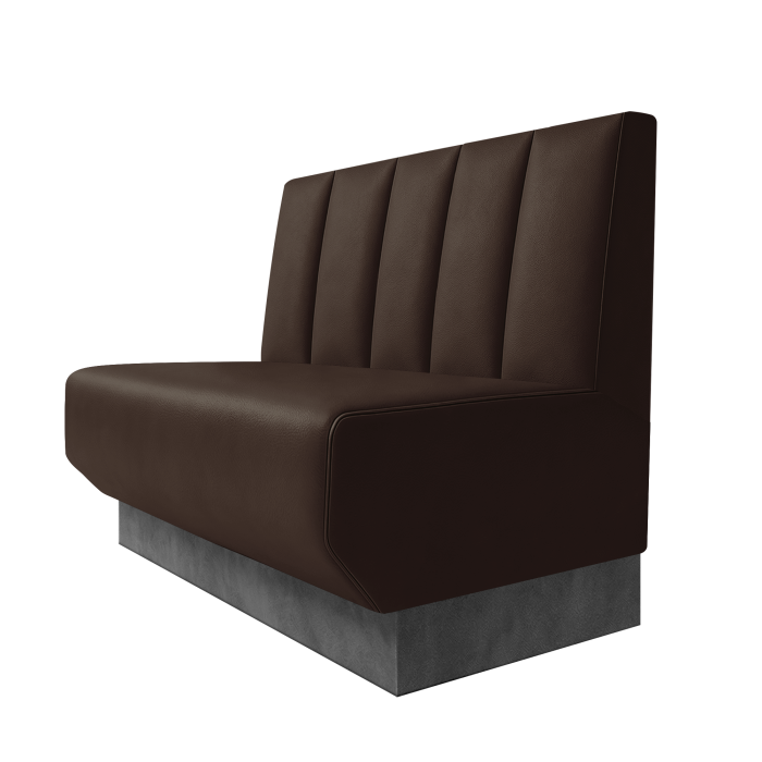 Wagner | Gastrobank | B:H 100 x 100 cm | Braun | Tief Gestreift | Leder | Fußleiste Grau