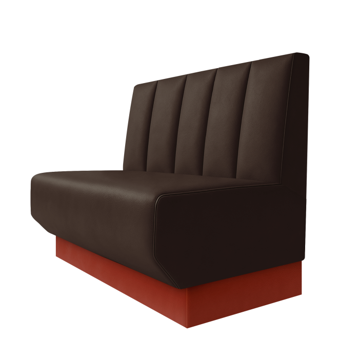 Wagner | Gastrobank | B:H 100 x 100 cm | Braun | Tief Gestreift | Leder | Fußleiste Rot
