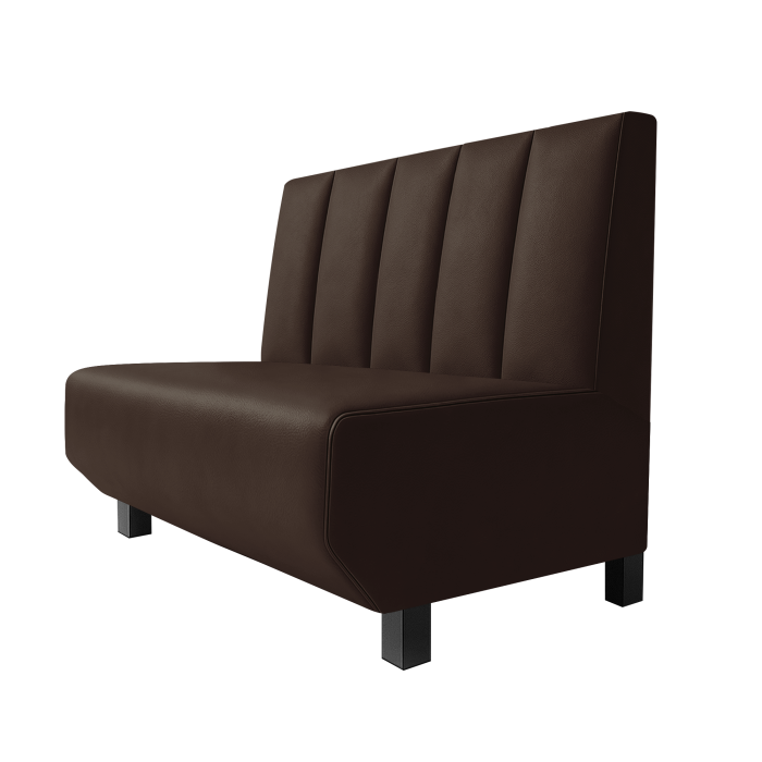 Wagner | Gastrobank | B:H 100 x 100 cm | Braun | Tief Gestreift | Leder | Möbelfuß Schwarz