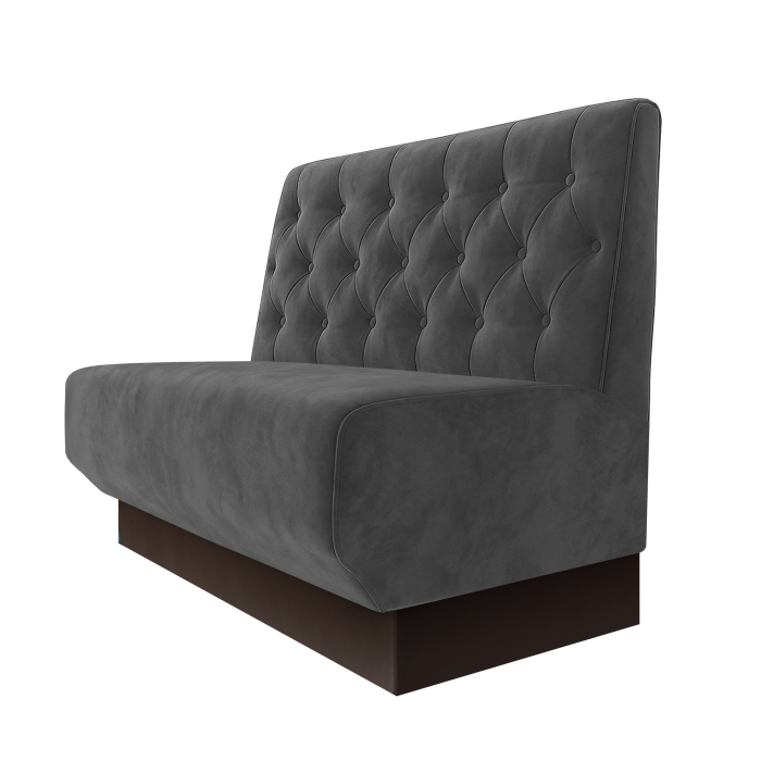Wagner | Gastrobank | B:H 100 x 100 cm | Grau | Chesterfield | Samt | Fußleiste Braun