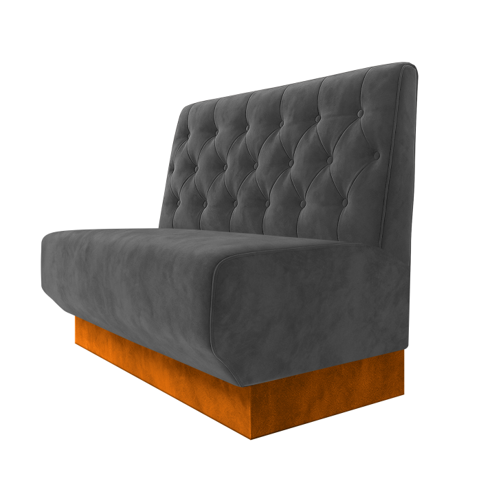 Wagner | Gastrobank | B:H 100 x 100 cm | Grau | Chesterfield | Samt | Fußleiste Orange