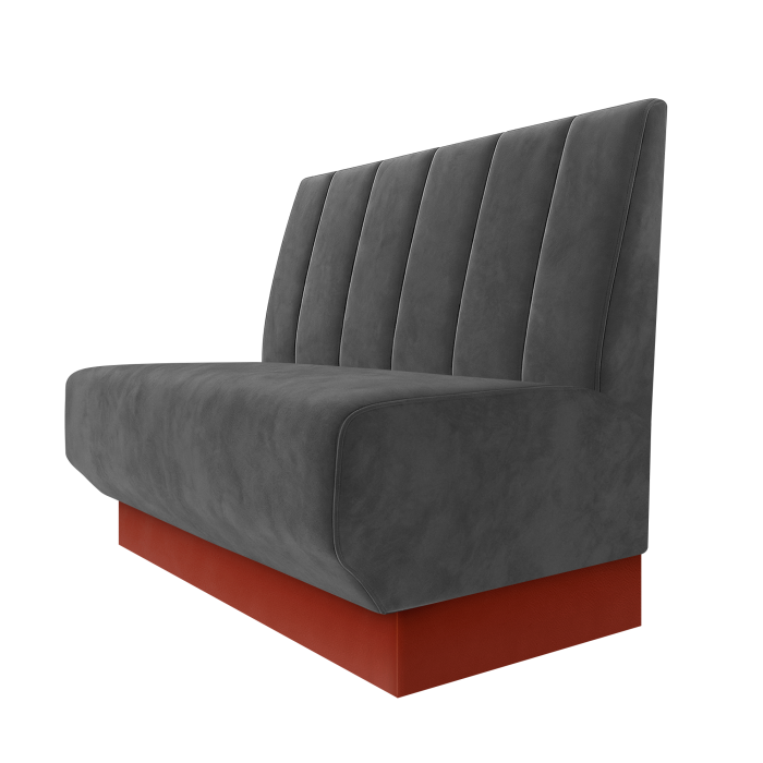 Wagner | Gastrobank | B:H 100 x 100 cm | Grau | Gestreift Doppelnahnt 24cm | Samt | Fußleiste Rot