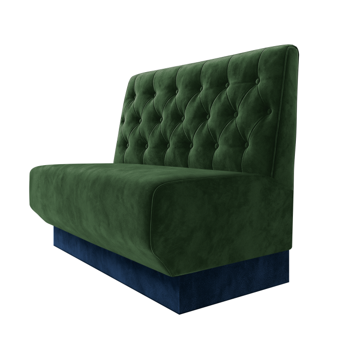 Wagner | Gastrobank | B:H 100 x 100 cm | Grün | Chesterfield | Samt | Fußleiste Blau