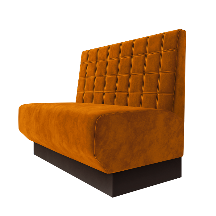 Wagner | Gastrobank | B:H 100 x 100 cm | Orange | Blocks | Samt | Fußleiste Braun