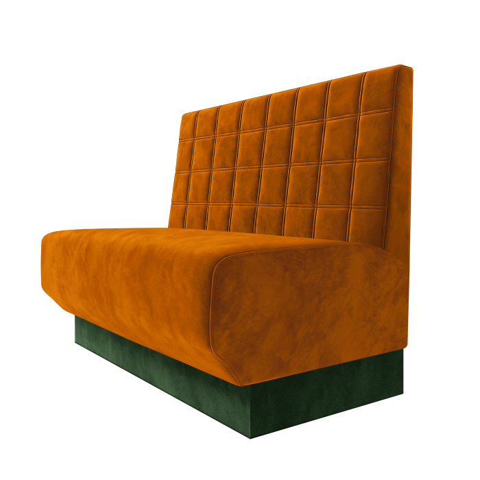 Wagner | Gastrobank | B:H 100 x 100 cm | Orange | Blocks | Samt | Fußleiste Grün