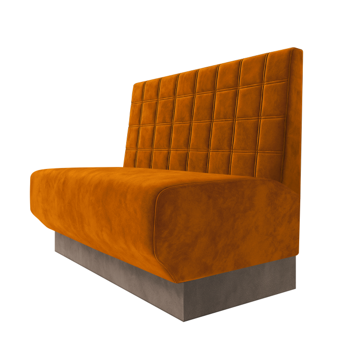Wagner | Gastrobank | B:H 100 x 100 cm | Orange | Blocks | Samt | Fußleiste Taupe