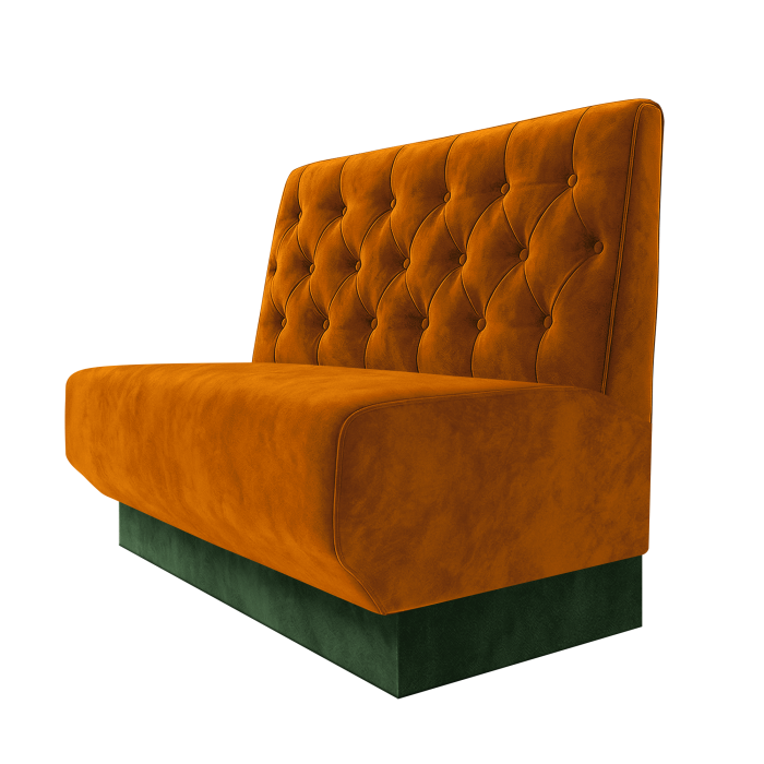 Wagner | Gastrobank | B:H 100 x 100 cm | Orange | Chesterfield | Samt | Fußleiste Grün