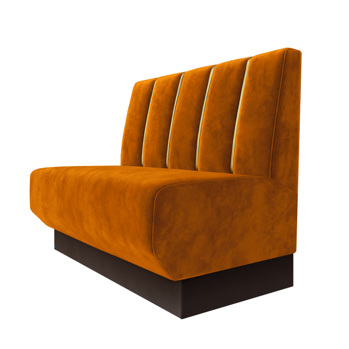 Wagner | Gastrobank | B:H 100 x 100 cm | Orange | Dubai | Samt | Fußleiste Braun