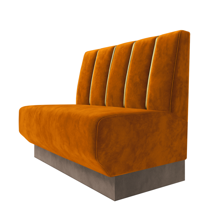 Wagner | Gastrobank | B:H 100 x 100 cm | Orange | Dubai | Samt | Fußleiste Taupe