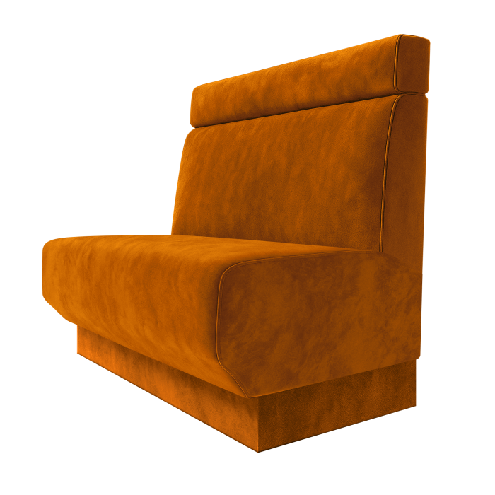 Wagner | Gastrobank | B:H 100 x 100 cm | Orange | Glatt + Kopfteil | Samt | Fußleiste Orange