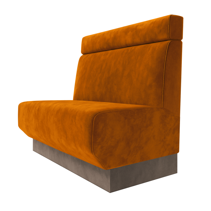 Wagner | Gastrobank | B:H 100 x 100 cm | Orange | Glatt + Kopfteil | Samt | Fußleiste Taupe