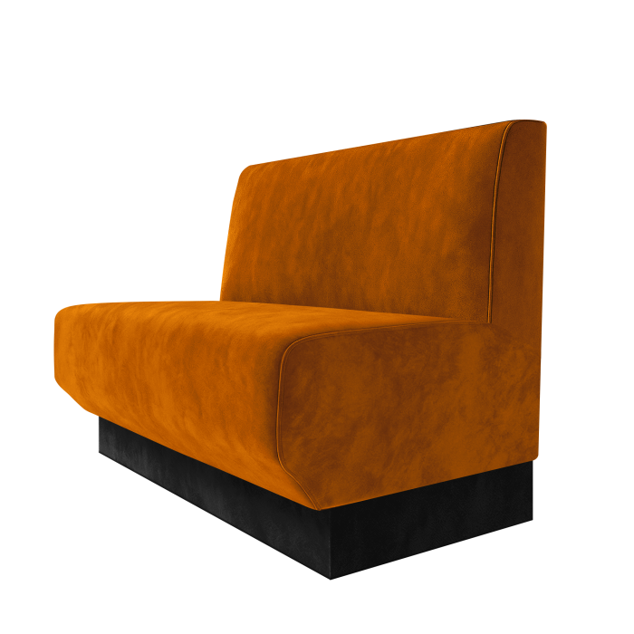 Wagner | Gastrobank | B:H 100 x 100 cm | Orange | Glatt | Samt | Fußleiste Schwarz