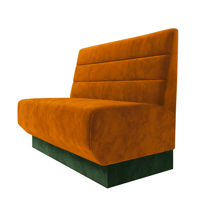 Wagner | Gastrobank | B:H 100 x 100 cm | Orange | Horizontal Gestreift | Samt | Fußleiste Grün