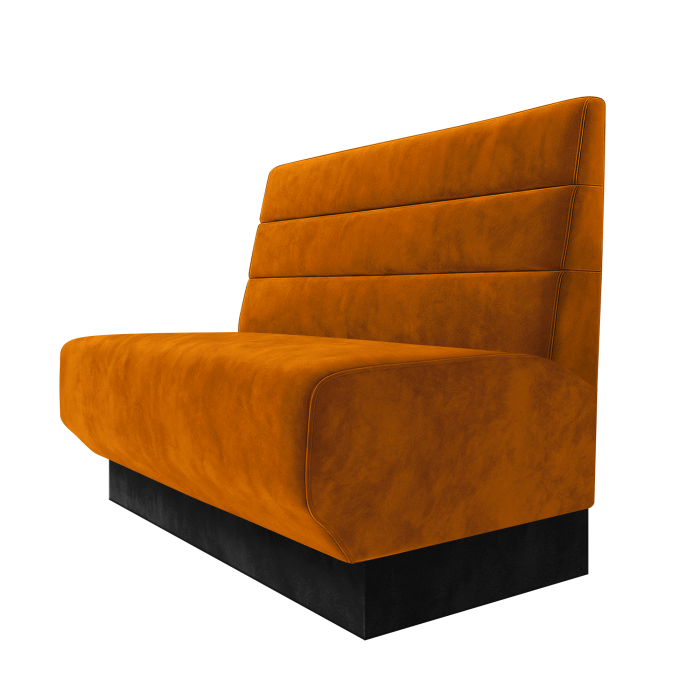 Wagner | Gastrobank | B:H 100 x 100 cm | Orange | Horizontal Gestreift | Samt | Fußleiste Schwarz