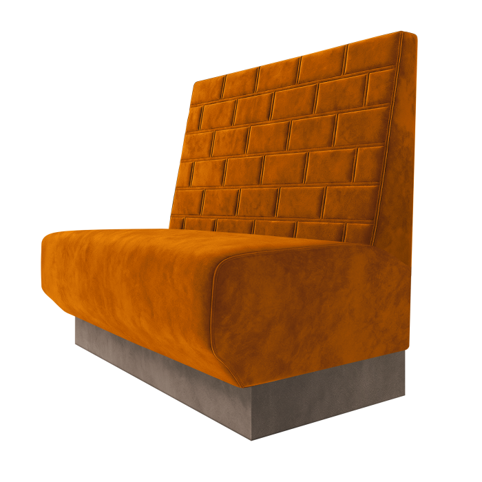 Wagner | Gastrobank | B:H 100 x 100 cm | Orange | Stein | Samt | Fußleiste Taupe