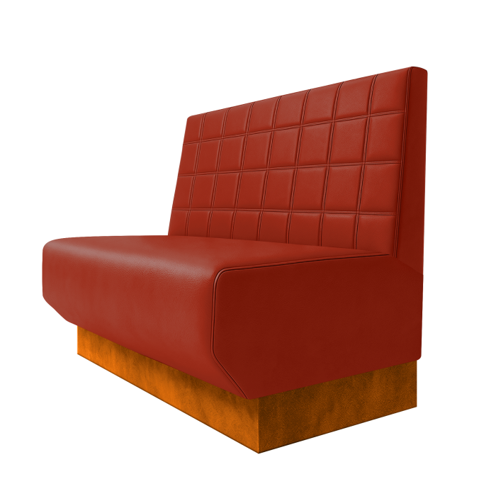 Wagner | Gastrobank | B:H 100 x 100 cm | Rot | Blocks | Leder | Fußleiste Orange