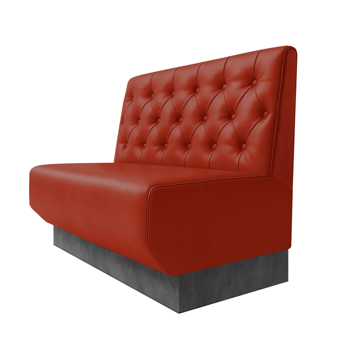 Wagner | Gastrobank | B:H 100 x 100 cm | Rot | Chesterfield | Leder | Fußleiste Grau