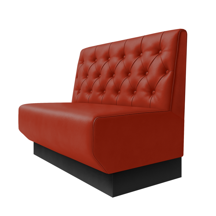 Wagner | Gastrobank | B:H 100 x 100 cm | Rot | Chesterfield | Leder | Fußleiste Schwarz