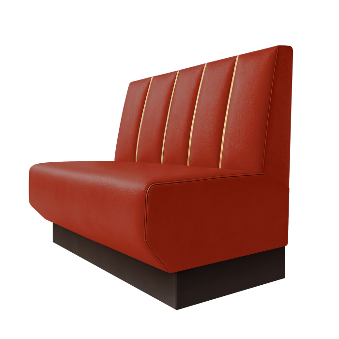 Wagner | Gastrobank | B:H 100 x 100 cm | Rot | Dubai | Leder | Fußleiste Braun