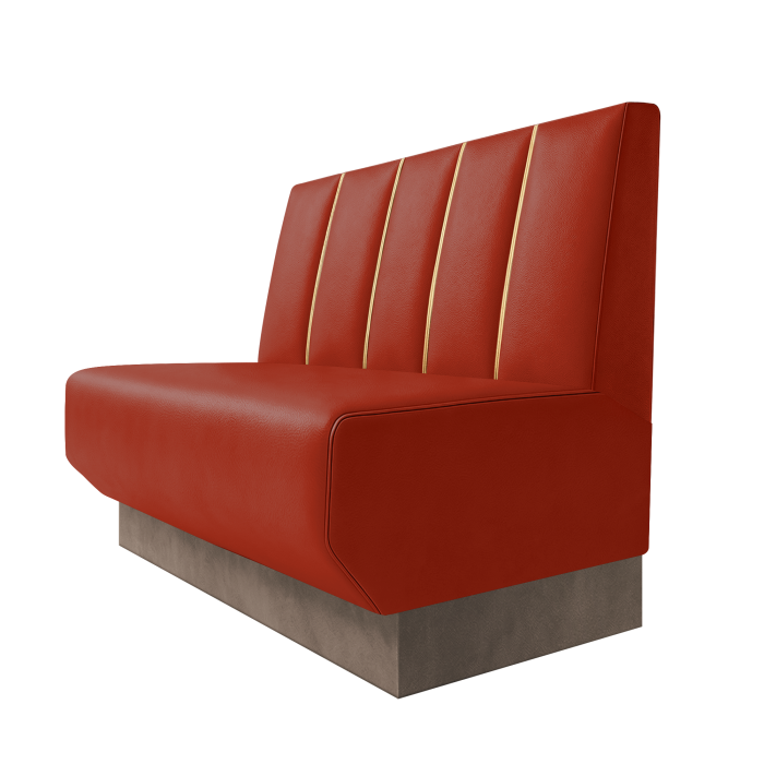 Wagner | Gastrobank | B:H 100 x 100 cm | Rot | Dubai | Leder | Fußleiste Taupe