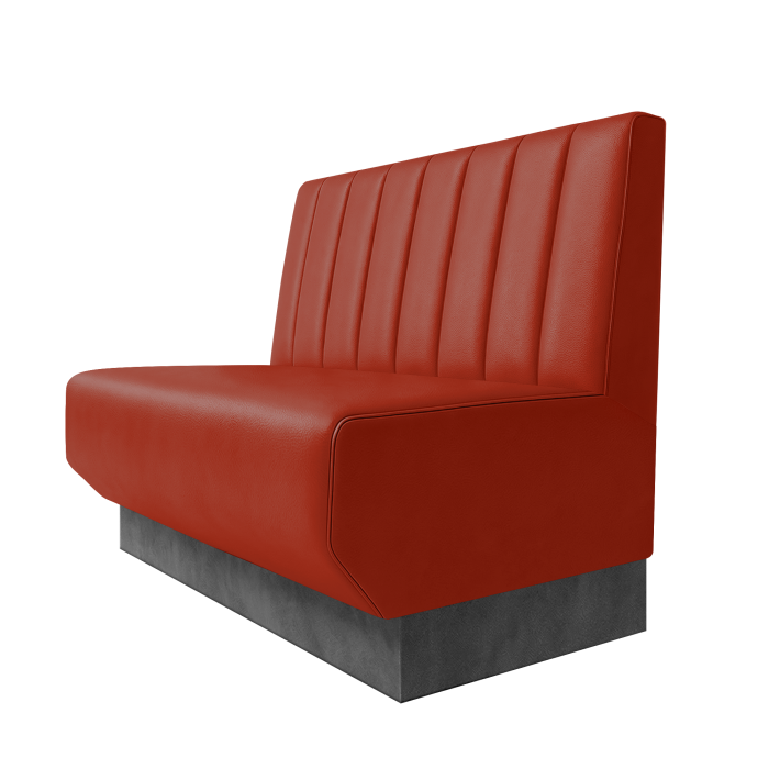 Wagner | Gastrobank | B:H 100 x 100 cm | Rot | Gestreift 12cm | Leder | Fußleiste Grau