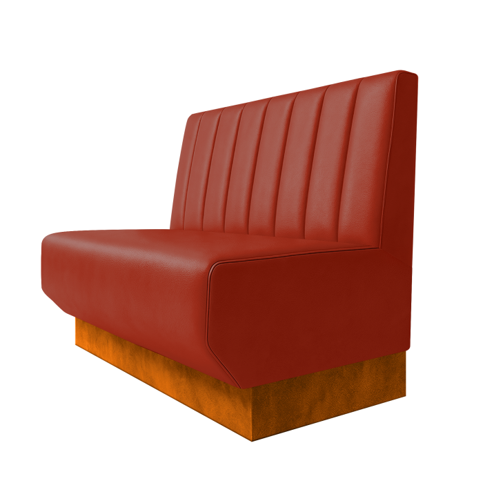 Wagner | Gastrobank | B:H 100 x 100 cm | Rot | Gestreift 12cm | Leder | Fußleiste Orange