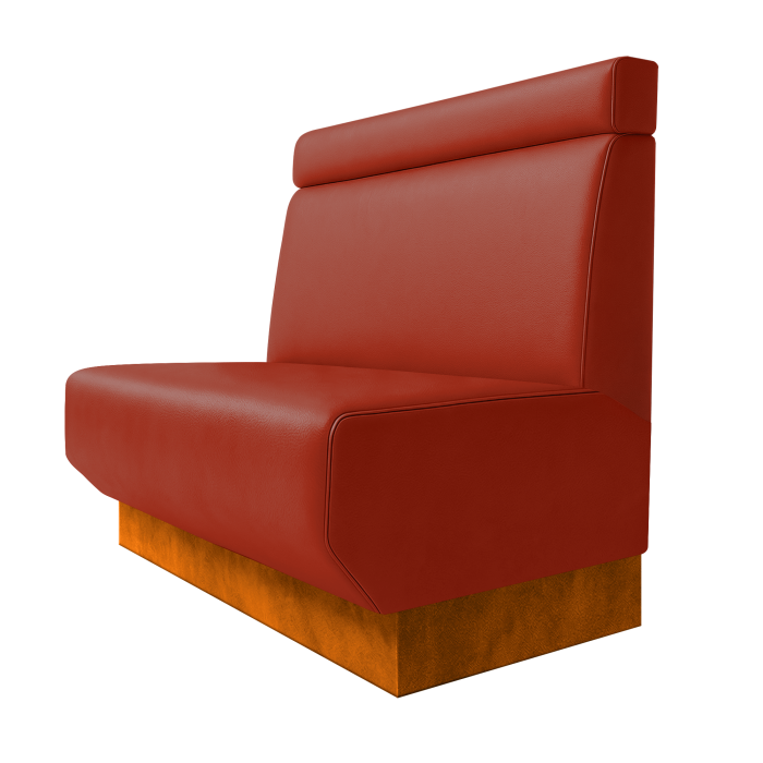Wagner | Gastrobank | B:H 100 x 100 cm | Rot | Glatt + Kopfteil | Leder | Fußleiste Orange