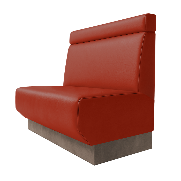 Wagner | Gastrobank | B:H 100 x 100 cm | Rot | Glatt + Kopfteil | Leder | Fußleiste Taupe