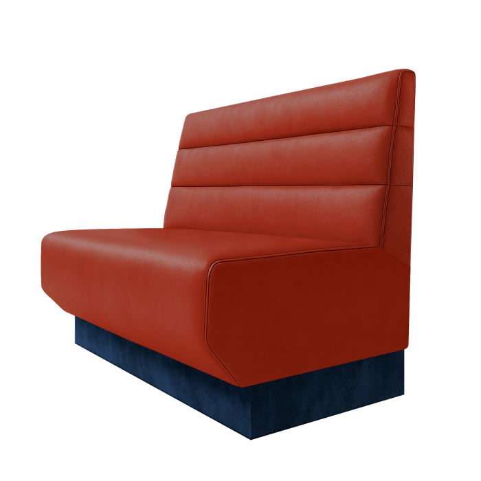 Wagner | Gastrobank | B:H 100 x 100 cm | Rot | Horizontal Gestreift | Leder | Fußleiste Blau