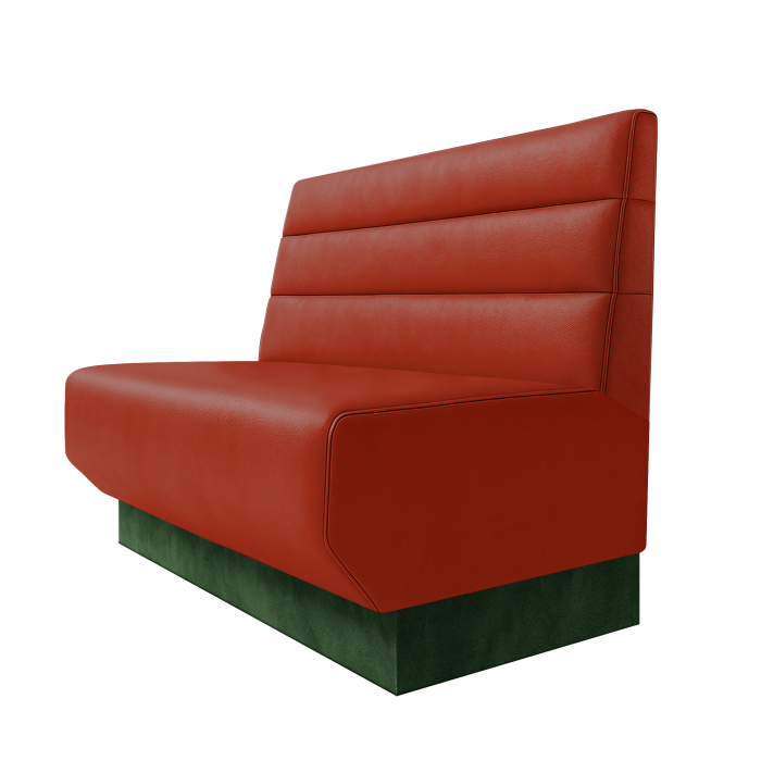 Wagner | Gastrobank | B:H 100 x 100 cm | Rot | Horizontal Gestreift | Leder | Fußleiste Grün