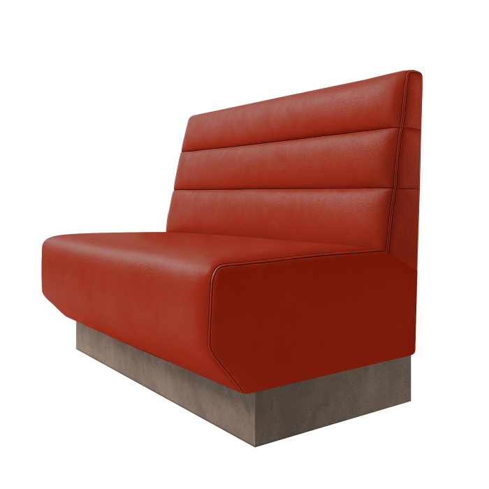 Wagner | Gastrobank | B:H 100 x 100 cm | Rot | Horizontal Gestreift | Leder | Fußleiste Taupe