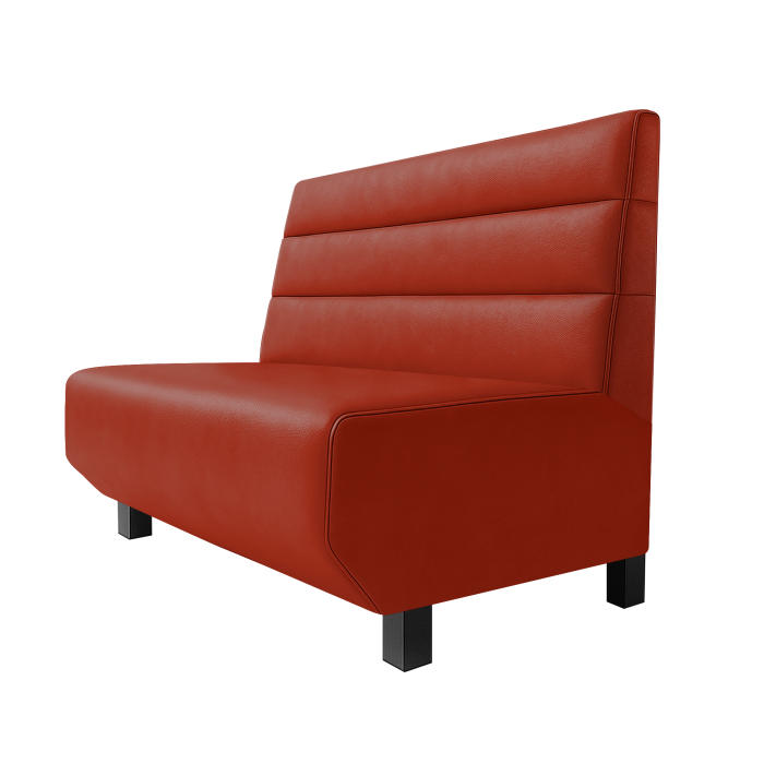 Wagner | Gastrobank | B:H 100 x 100 cm | Rot | Horizontal Gestreift | Leder | Möbelfuß Schwarz