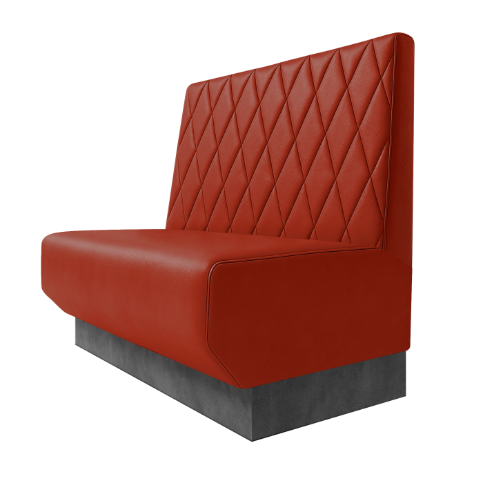 Wagner | Gastrobank | B:H 100 x 100 cm | Rot | Raute | Leder | Fußleiste Grau