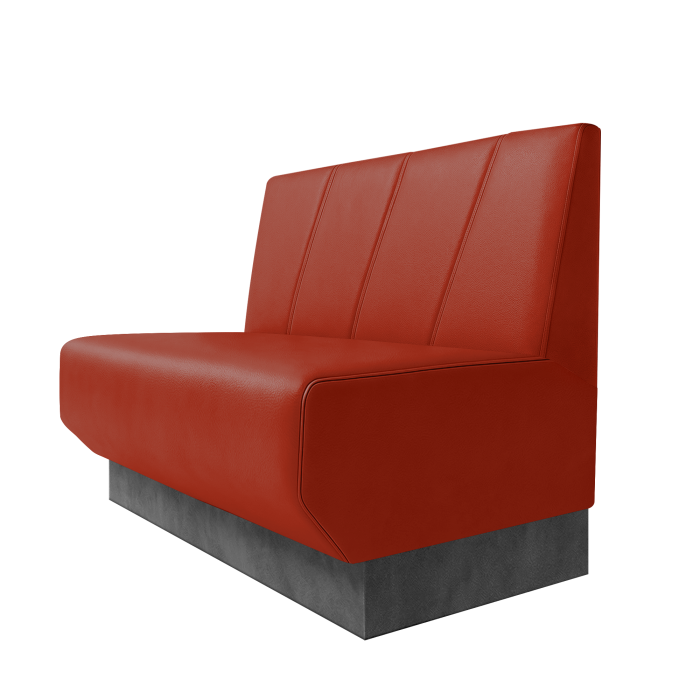 Wagner | Gastrobank | B:H 100 x 100 cm | Rot | Schräg Gestreift | Leder | Fußleiste Grau