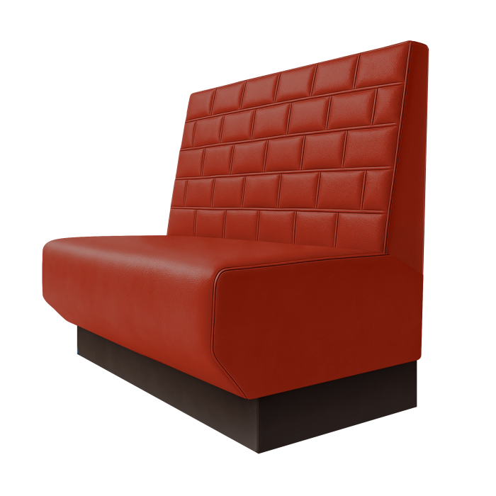 Wagner | Gastrobank | B:H 100 x 100 cm | Rot | Stein | Leder | Fußleiste Braun