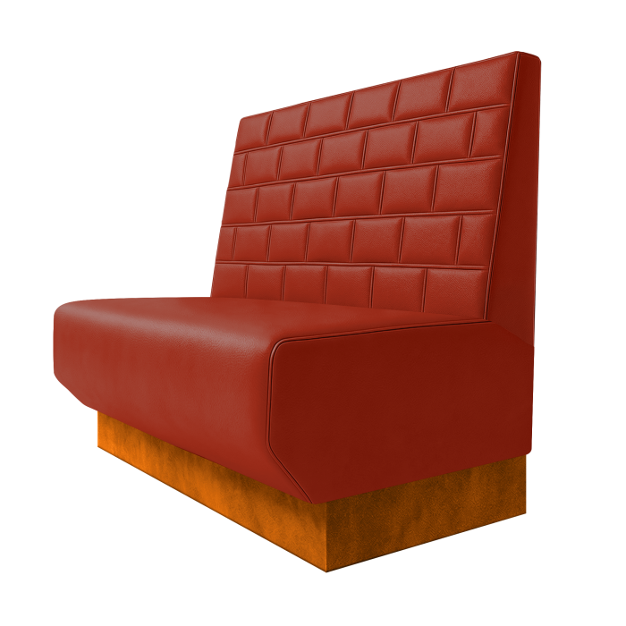 Wagner | Gastrobank | B:H 100 x 100 cm | Rot | Stein | Leder | Fußleiste Orange