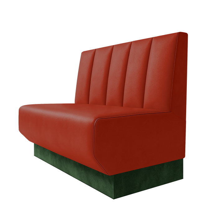 Wagner | Gastrobank | B:H 100 x 100 cm | Rot | Tief Gestreift | Leder | Fußleiste Grün