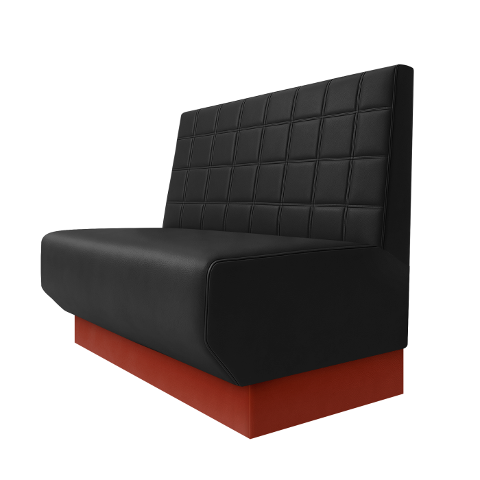 Wagner | Gastrobank | B:H 100 x 100 cm | Schwarz | Blocks | Leder | Fußleiste Rot