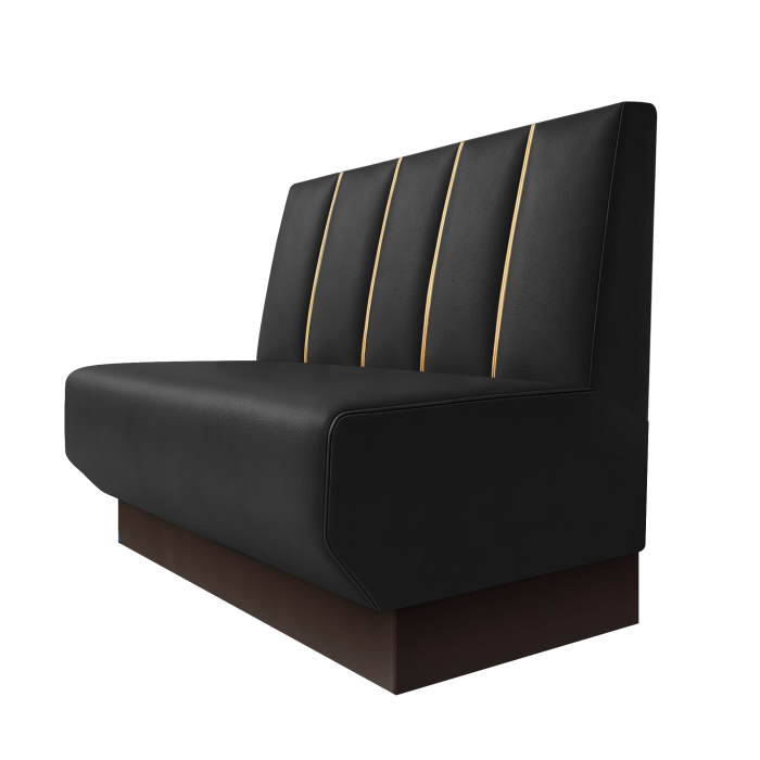 Wagner | Gastrobank | B:H 100 x 100 cm | Schwarz | Dubai | Leder | Fußleiste Braun