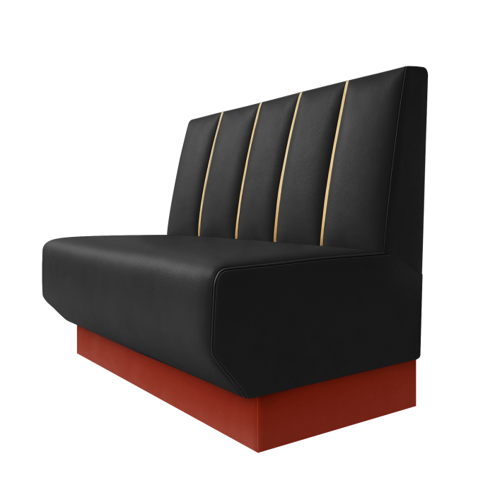 Wagner | Gastrobank | B:H 100 x 100 cm | Schwarz | Dubai | Leder | Fußleiste Rot