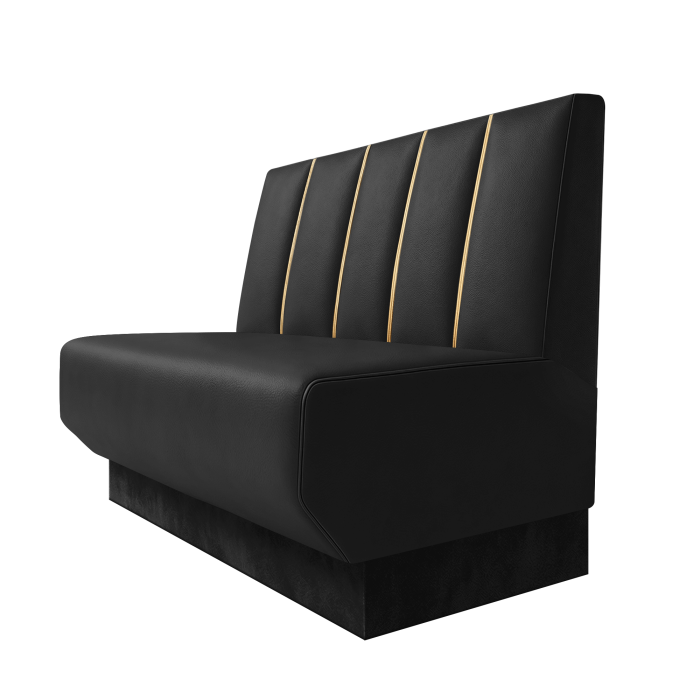 Wagner | Gastrobank | B:H 100 x 100 cm | Schwarz | Dubai | Leder | Fußleiste Schwarz