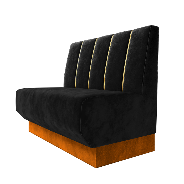 Wagner | Gastrobank | B:H 100 x 100 cm | Schwarz | Dubai | Samt | Fußleiste Orange