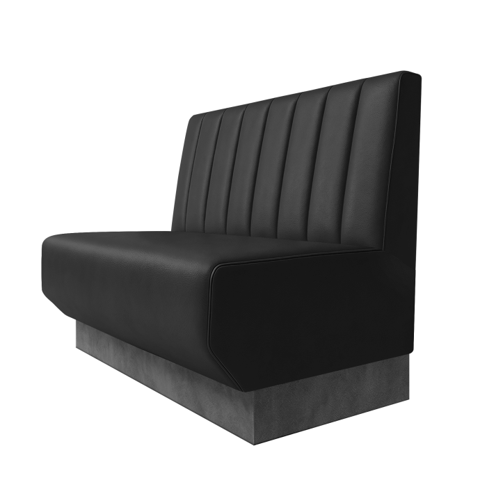Wagner | Gastrobank | B:H 100 x 100 cm | Schwarz | Gestreift 12cm | Leder | Fußleiste Grau