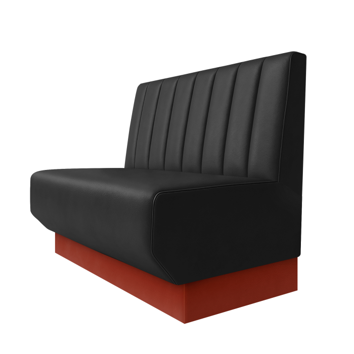 Wagner | Gastrobank | B:H 100 x 100 cm | Schwarz | Gestreift 12cm | Leder | Fußleiste Rot